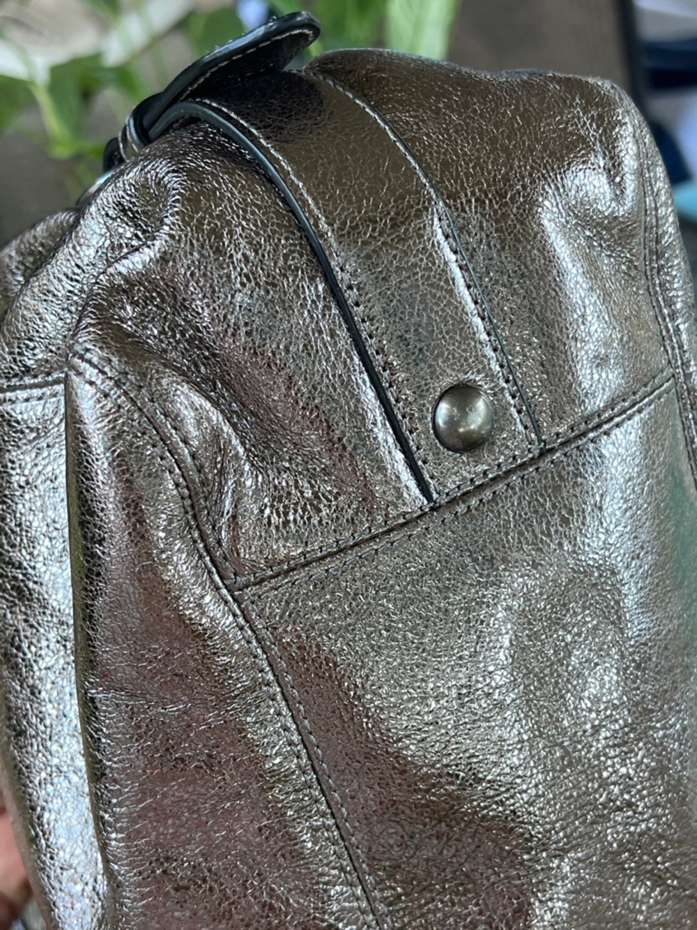 COACH Madison Maggie Metallic Crackled Leather Hobo Bag - Picture 12 of 12